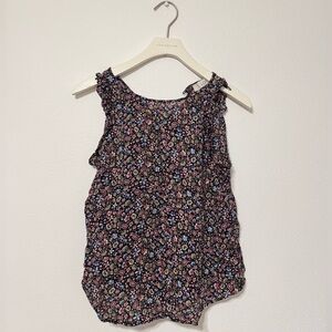 LOFT Floral Sleeveless Blouse - Black and Pink